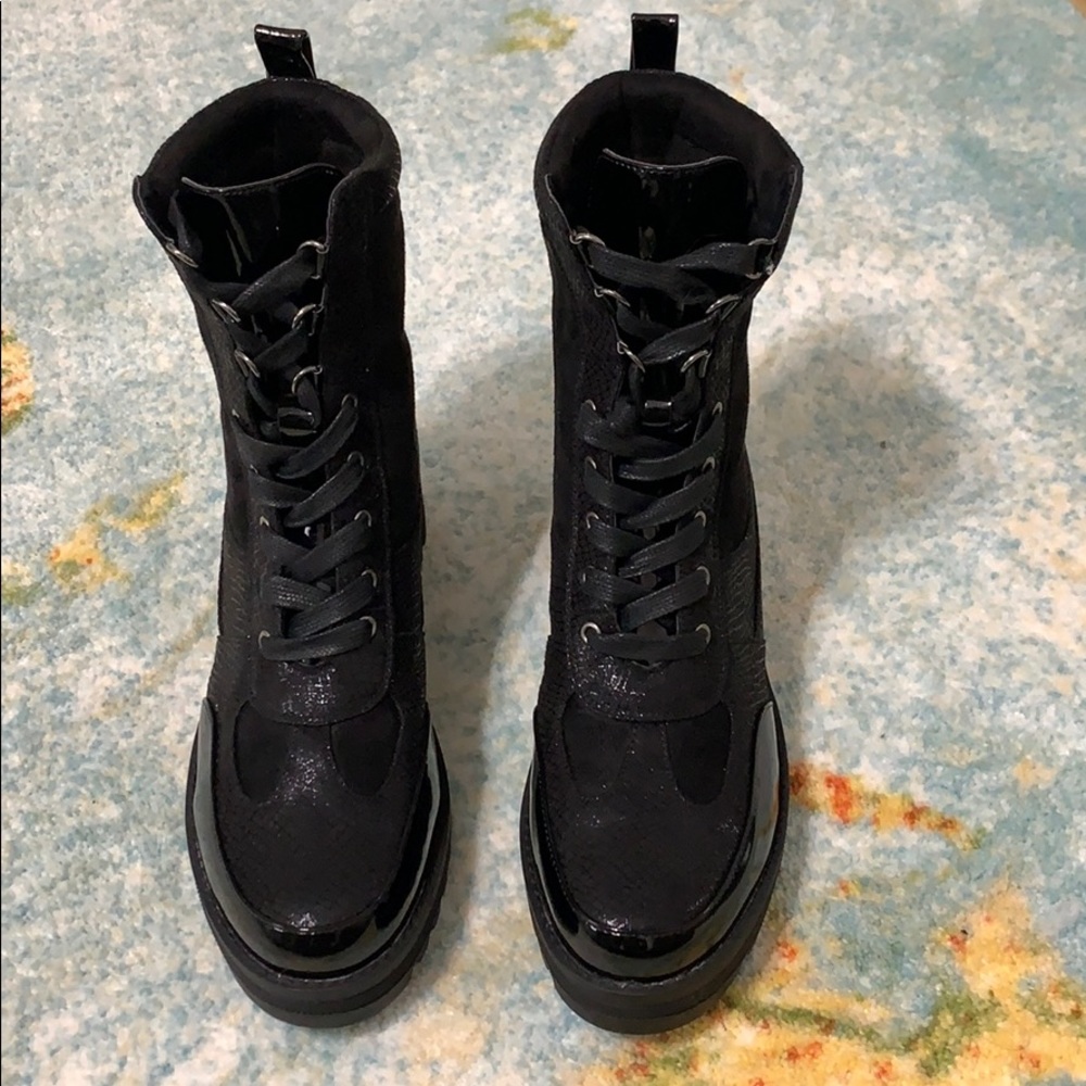 Patent Faux croc boots.